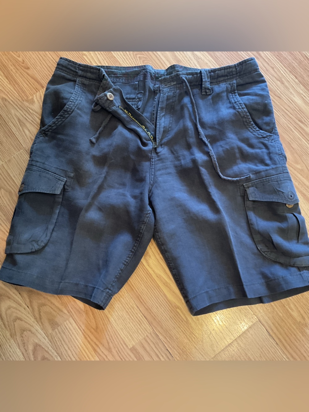 Lucky Brand Men's Cargo Shorts 36x10 (100%linen)Grey